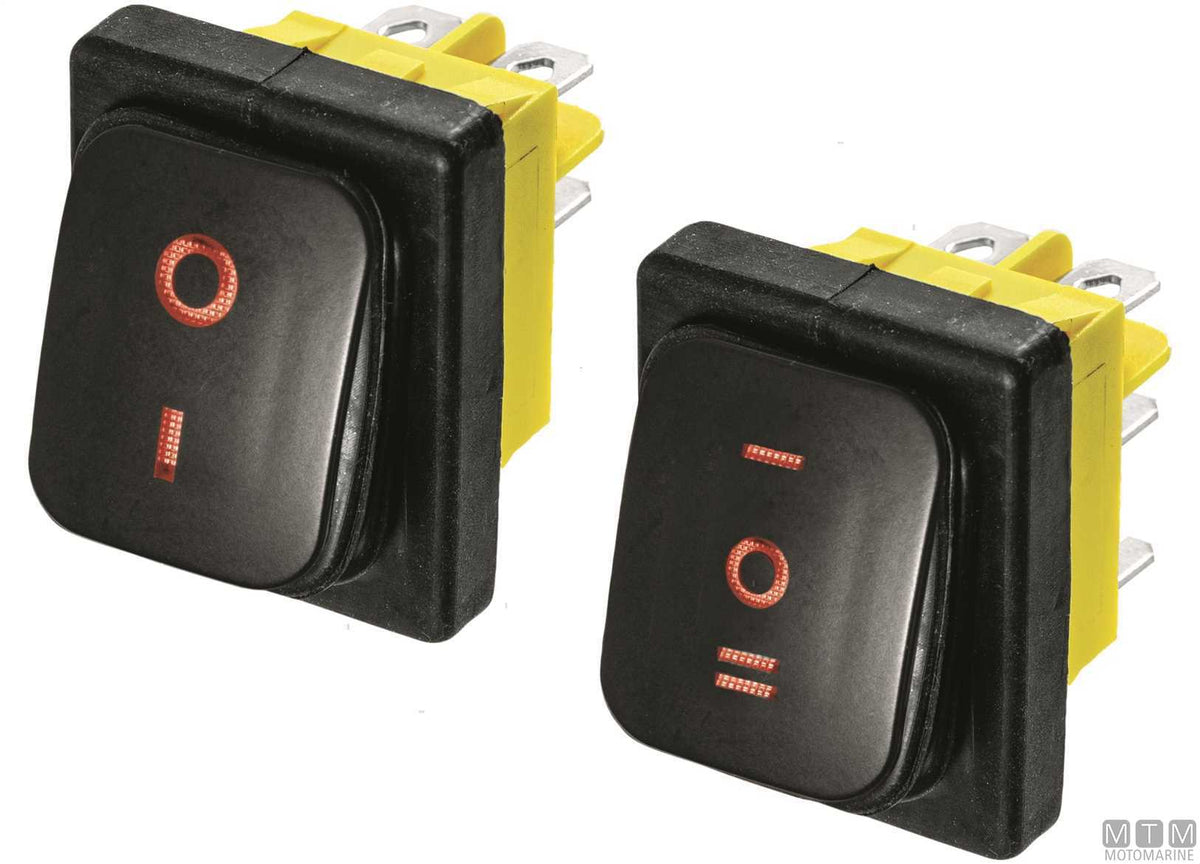 Classic ON-OFF-ON rocker switch Red LED 20 A 6 terminals - original photo Motomarine Srl