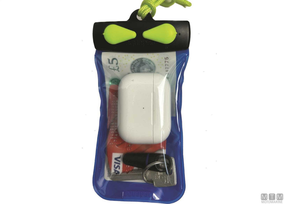 Aquapac waterproof case for keys and cards blue/lime - original photo Motomarine Srl