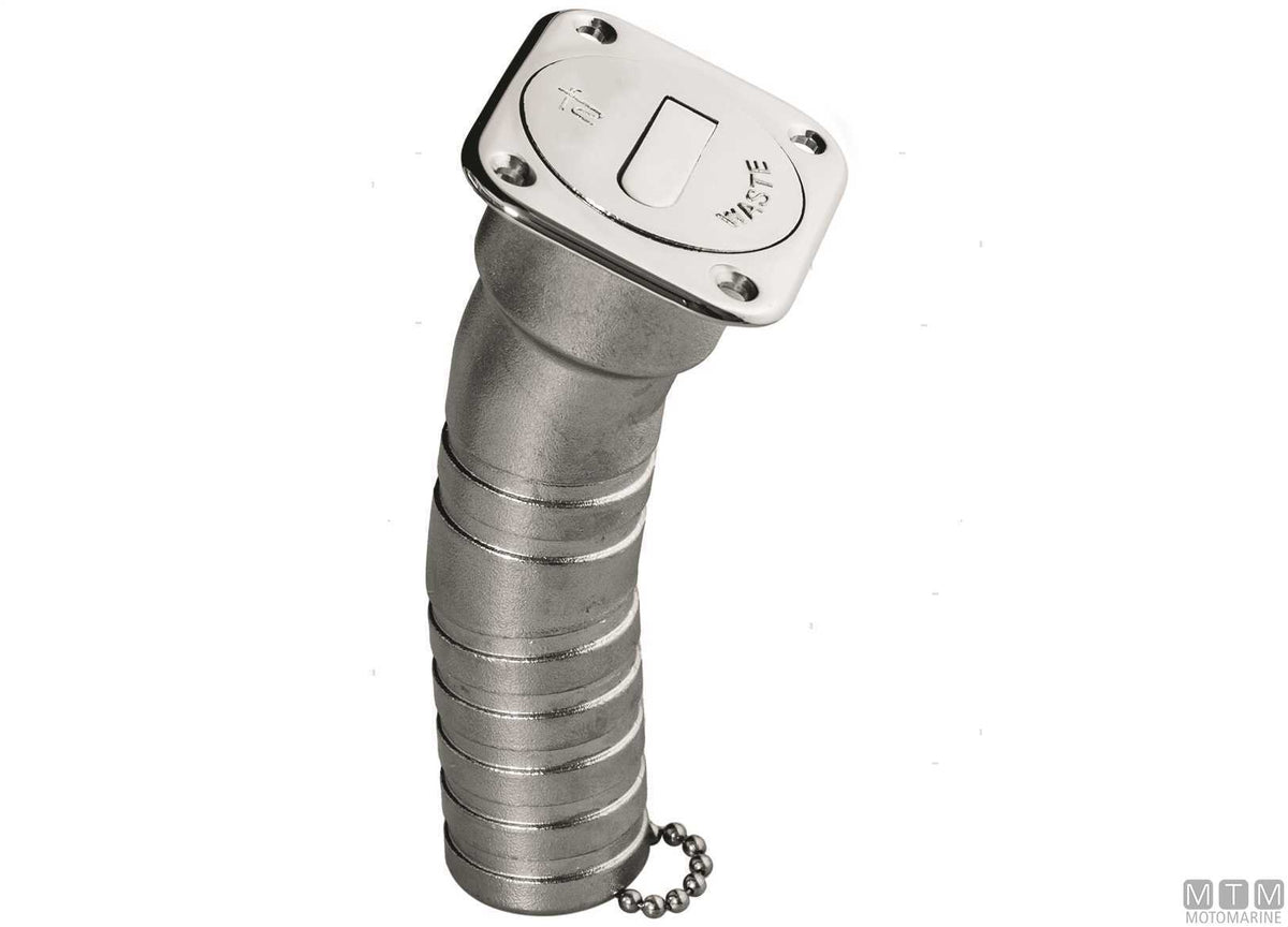 Long diesel deck filler Ø38 mm stainless steel - original photo Motomarine Srl