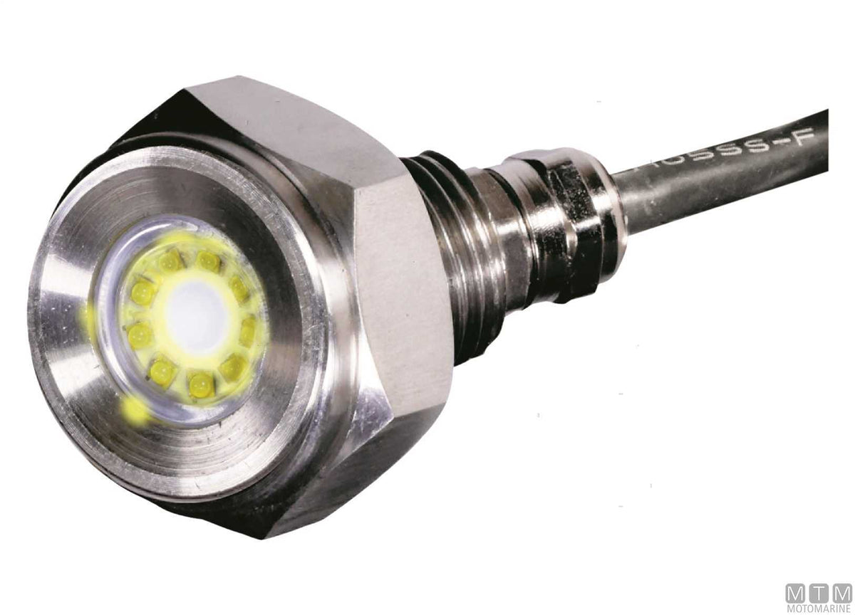 Underwater LED light white drain plug 1/2" - original photo Motomarine Srl