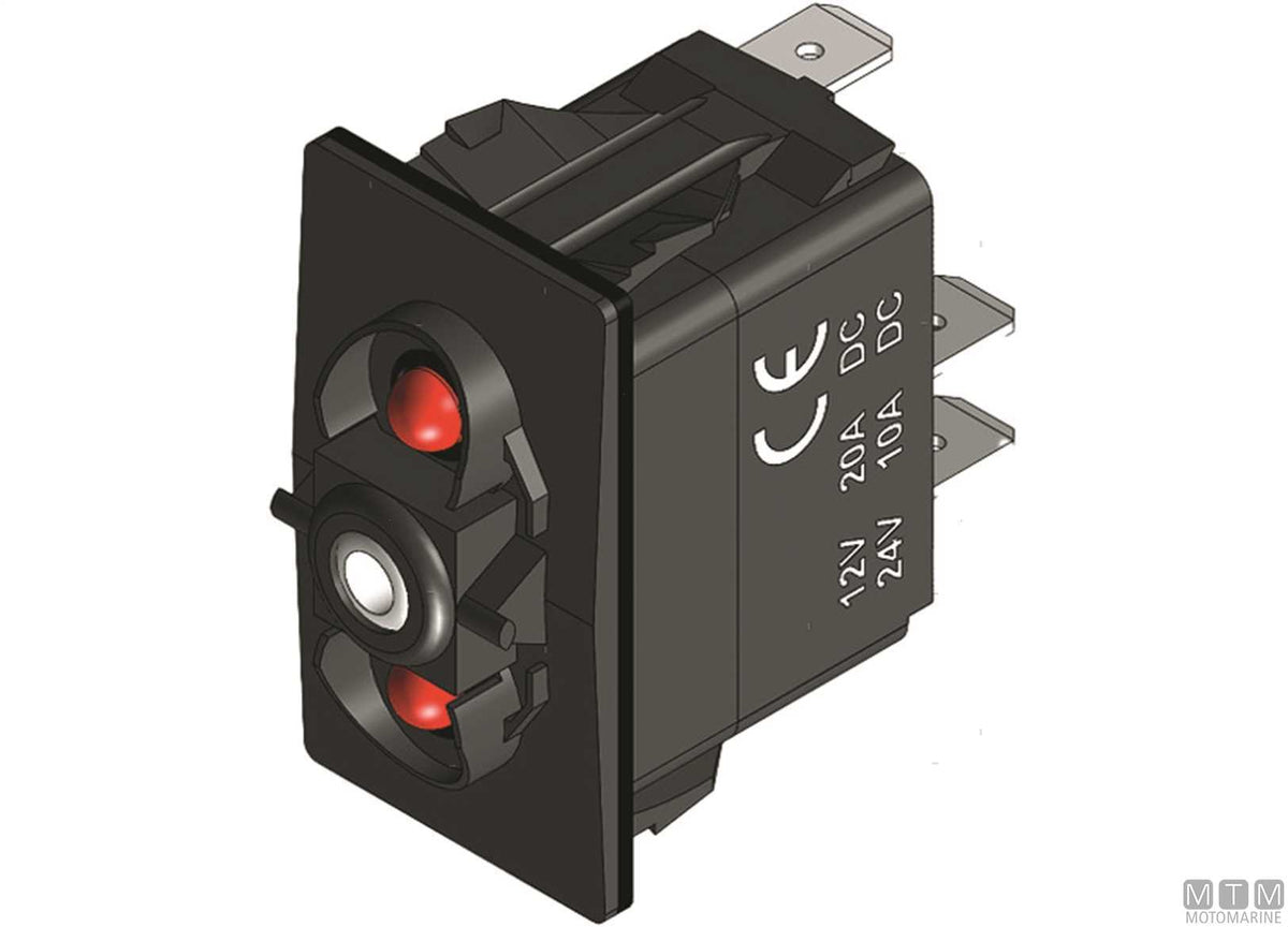 Switch (ON)-OFF 2 white LEDs 6 terminals - original photo Motomarine Srl