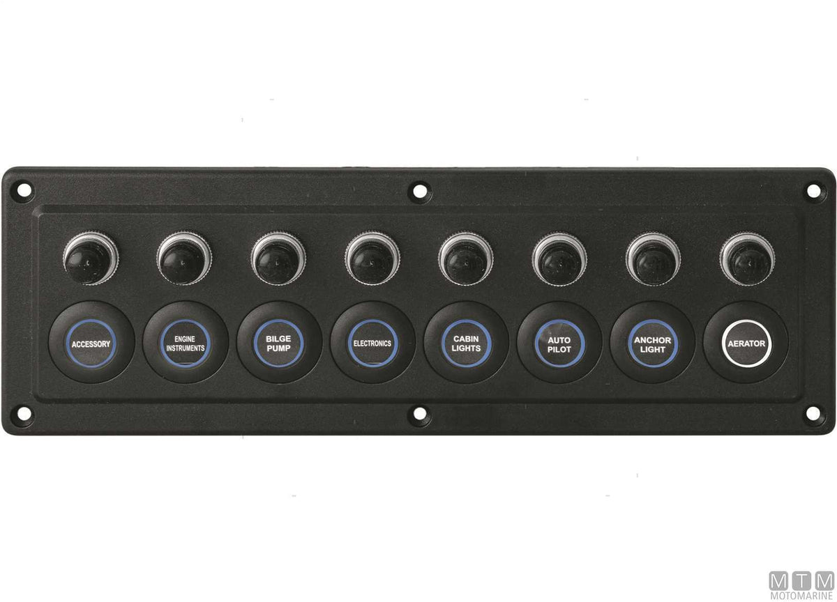 Panel with microswitch switches, 8 positions, 270x90 mm - original photo Motomarine Srl