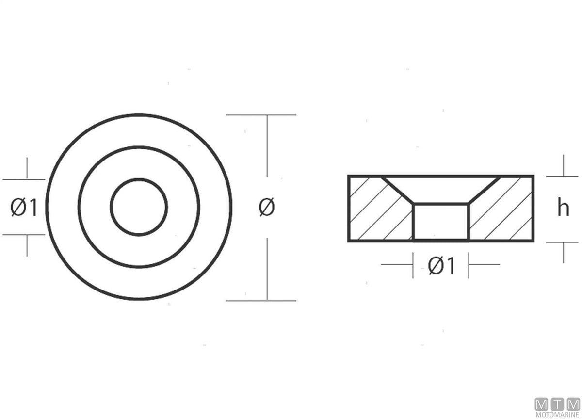 Washer anode for Mercury 824 2.2-3.3 HP, aluminium - original photo Motomarine Srl