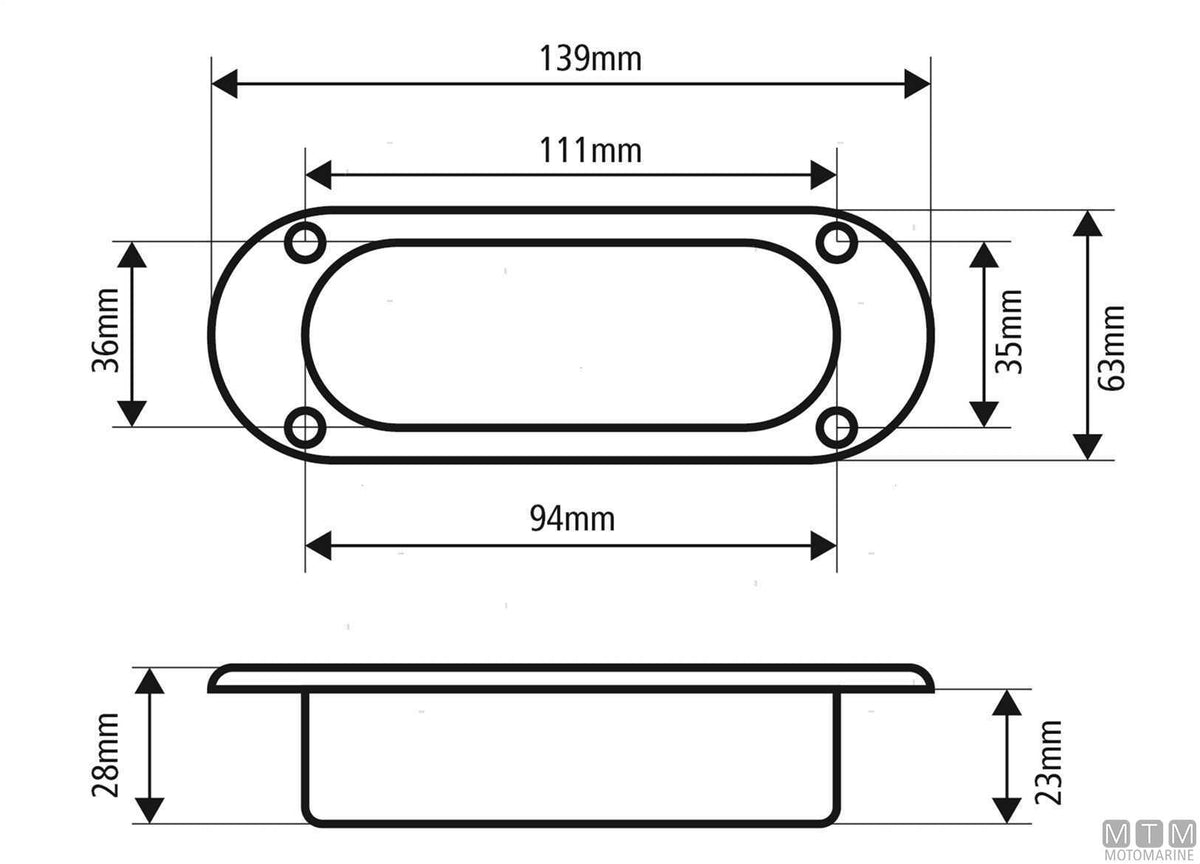 Hawsepipe fairlead 138x62 mm in stainless steel 316 - original photo Motomarine Srl