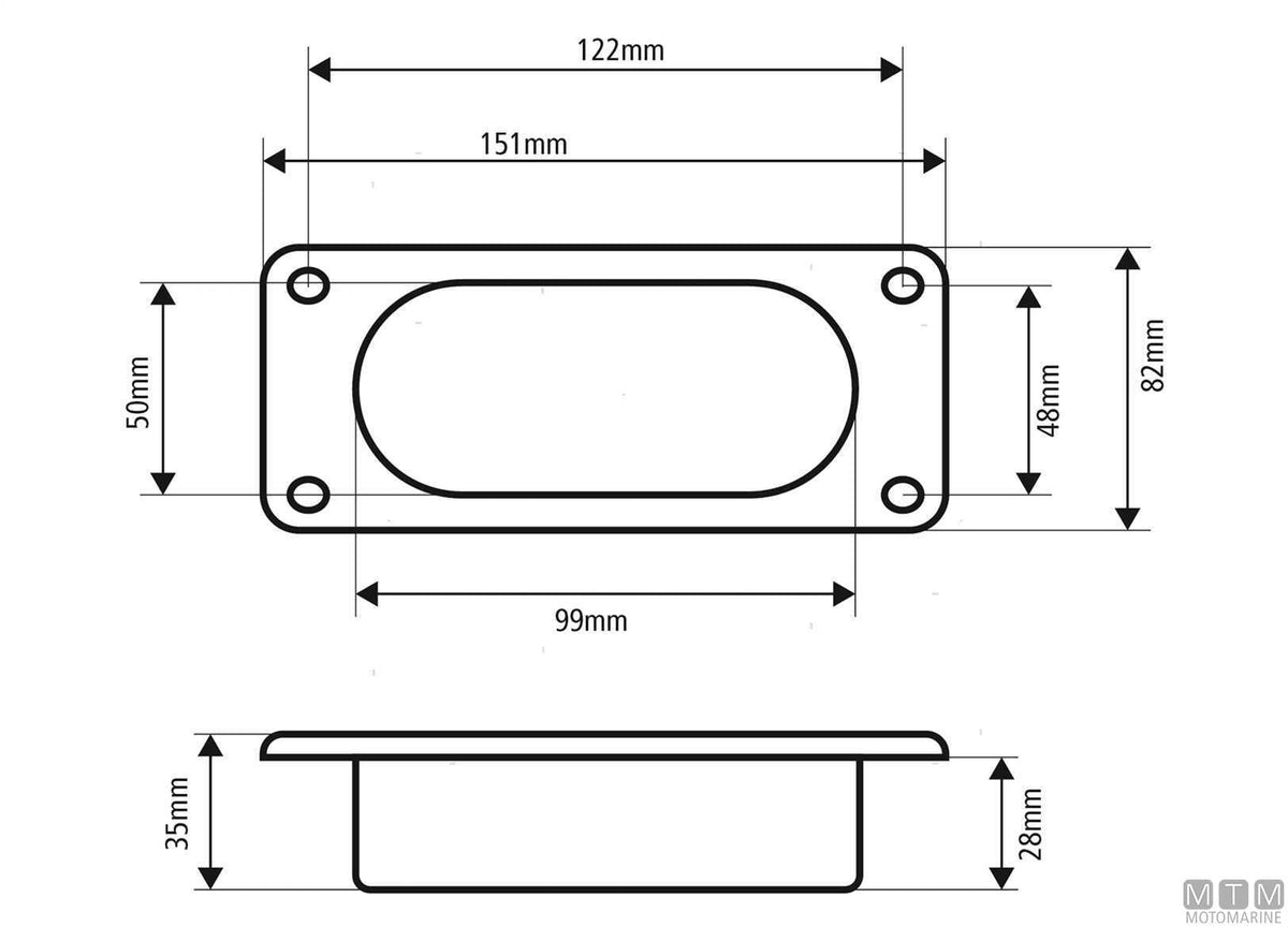 Hawsepipe fairlead 162x82 mm in stainless steel 316 - original photo Motomarine Srl
