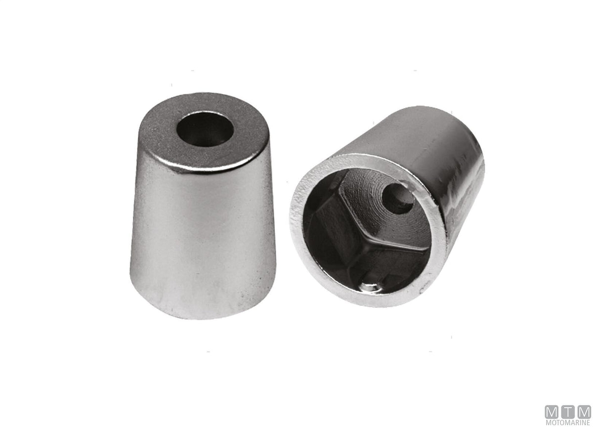 Aluminium nose cone anode with hexagonal fitting Ø40 mm - original photo Motomarine Srl