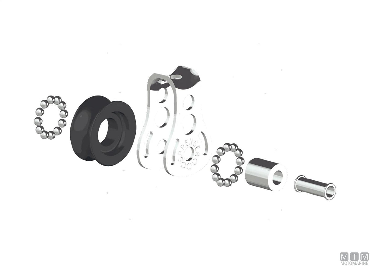 HS stainless steel vertical lead block, ball-bearing sheave Ø19 mm - original photo Motomarine Srl