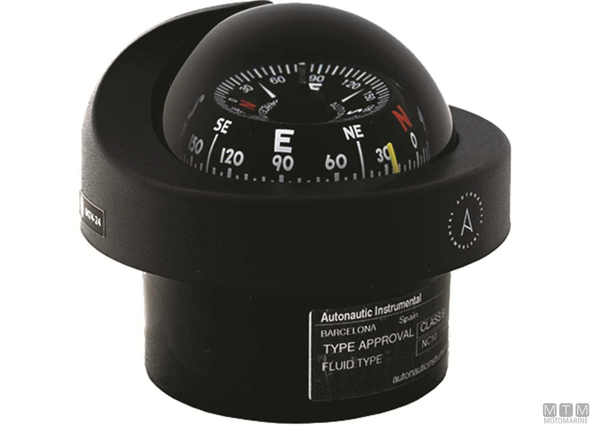 A-Nautic C12/110 compass, black, Ø85 mm rose - original photo Motomarine Srl