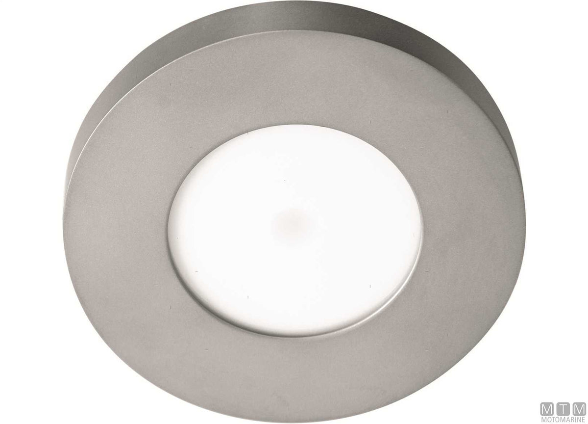 Warm light LED spotlight Astel Intensa satin stainless steel Ø88 mm - original photo Motomarine Srl