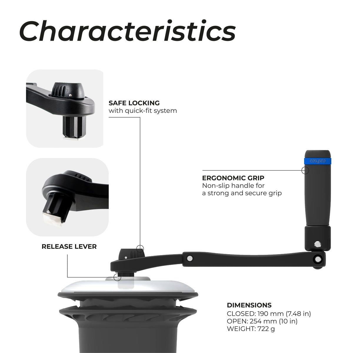 Flipper - Max Foldable Winch Handle — size reference