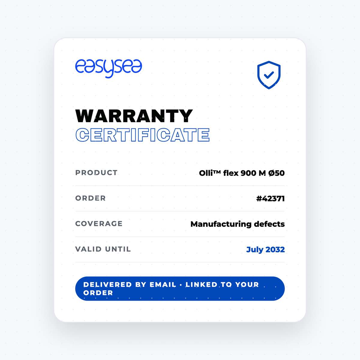 easysea +care extended warranty — certificate