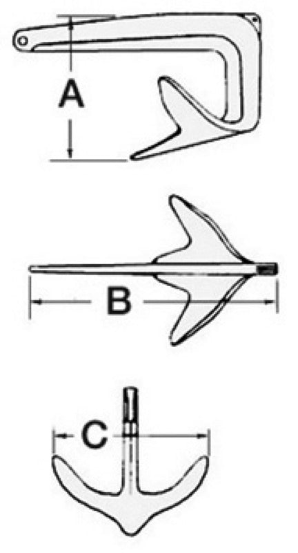 Trefoil anchor 7.5 kg - foto originale Osculati Srl