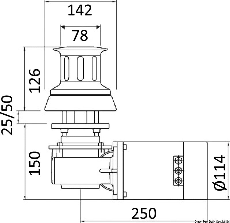 Italwinch Nestor capstan winch 1000 W 24 V - foto originale Osculati Srl