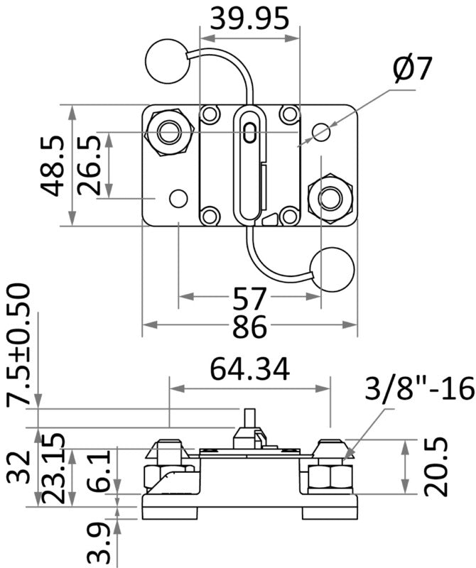 Watertight circuit breaker 50 A - foto originale Osculati Srl
