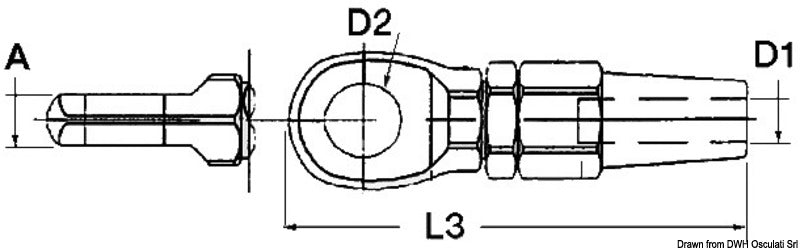 SS eyelet terminal Ø 8 mm - foto originale Osculati Srl