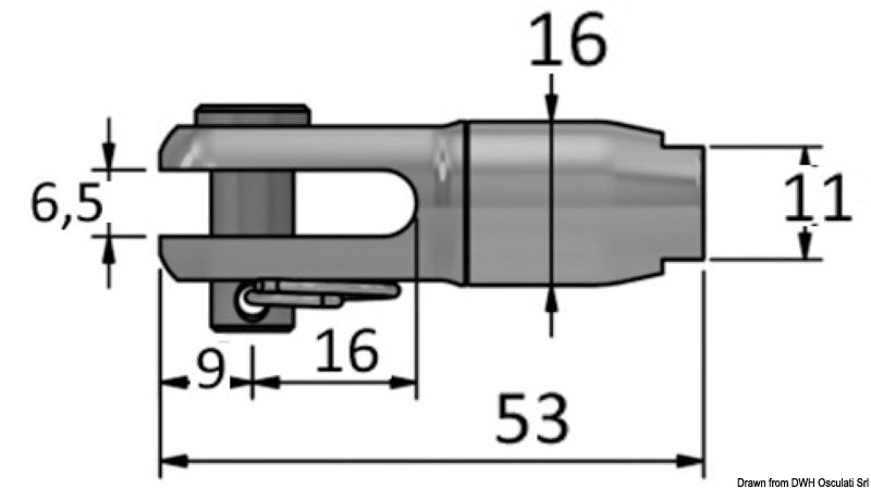 Fork terminal for textile rig Ø 4 mm - foto originale Osculati Srl