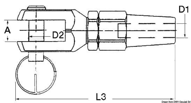 SS fork terminal Ø 10 mm - foto originale Osculati Srl