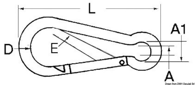 Carabiner hook AISI 316 10 mm (pack of 10) - foto originale Osculati Srl