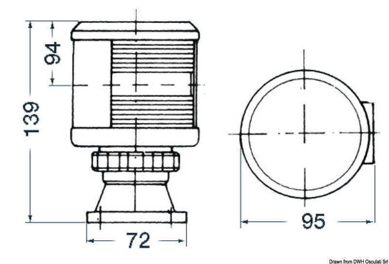 DHR navigation light to be suspended 360° red 25 W - foto originale Osculati Srl
