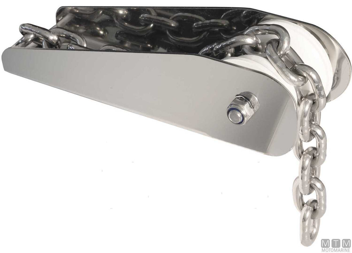 Fixed chain fairlead Rising 1, 250 mm, in AISI 316 stainless steel - original photo Motomarine Srl