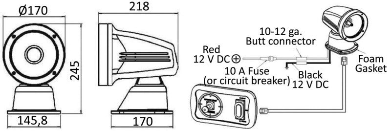 One LED electric spotlight 12 V - foto originale Osculati Srl