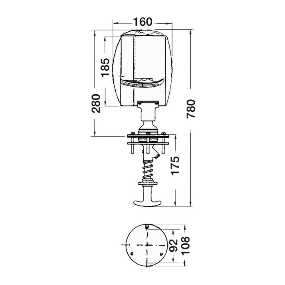 DHR light adjustable from inside 12 V 185 mm - foto originale Osculati Srl