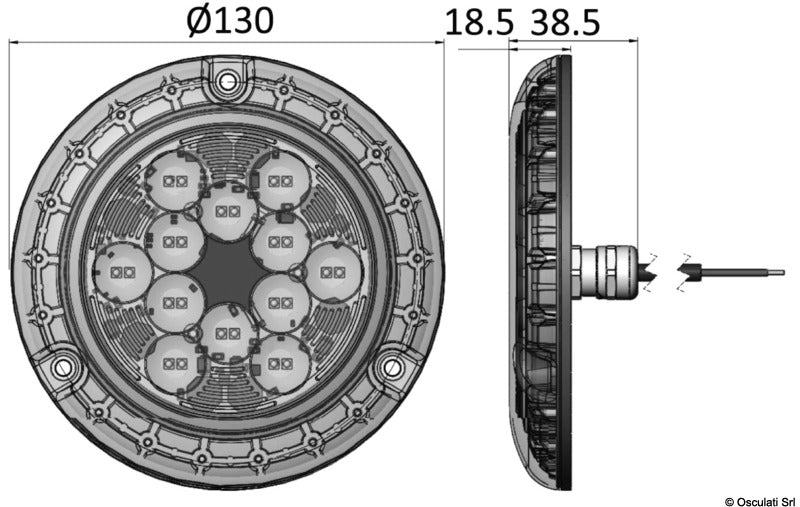 PIRANHA P24 HI POWER RGBW LED underwater light - foto originale Osculati Srl