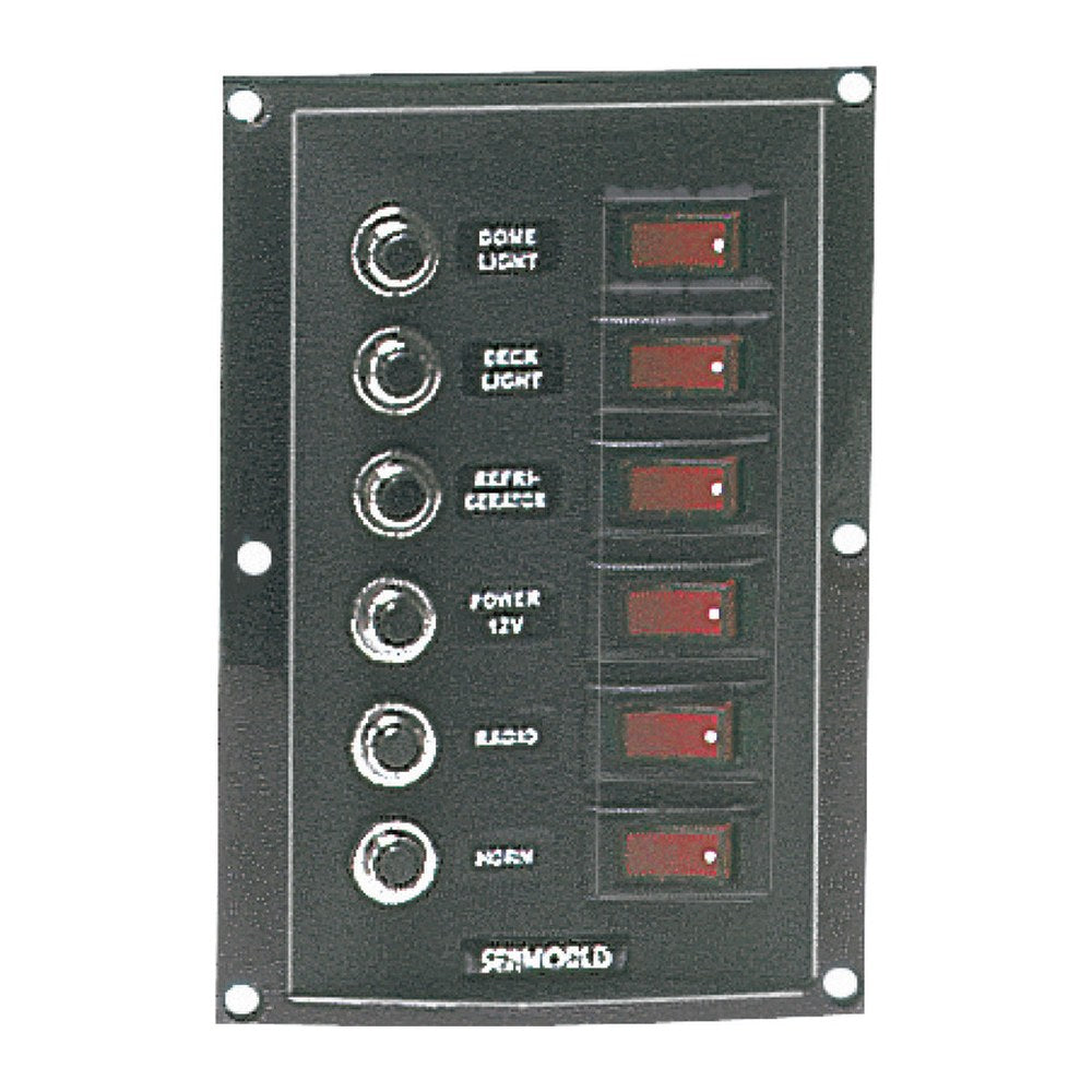 Vertical control panel 6 switches 6 fuses - foto originale Osculati Srl