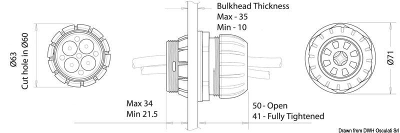 Scanstrut Pass bulkhead up to 10 cables max 7mm - foto originale Osculati Srl