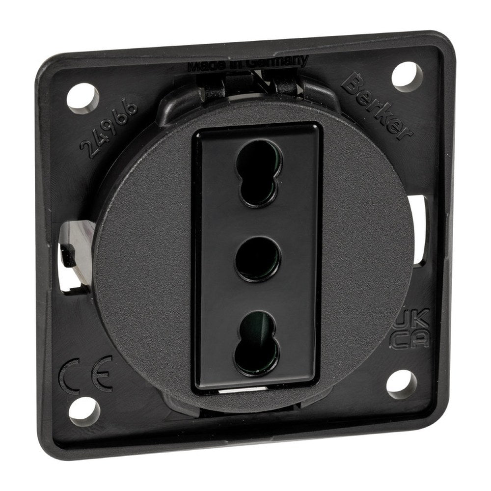 BERKER Italian power socket 16A charcoal grey - foto originale Osculati Srl