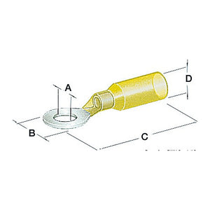 Pre-insulatd watertight eye 6.4 mm yellow (pack of 50) - foto originale Osculati Srl