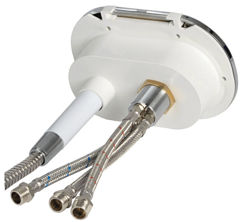 Oval shower box white PVC hose 4 m rear outlet Rear shower outlet - foto originale Osculati Srl