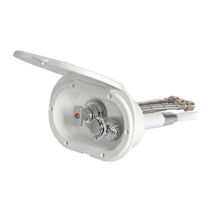 Oval shower box white PVC hose 4 m rear outlet Rear shower outlet - foto originale Osculati Srl