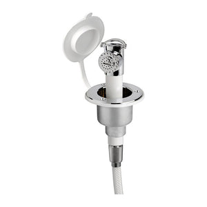 Push button shower chromed finish PVC hose 2.5 m Flat mounting - foto originale Osculati Srl