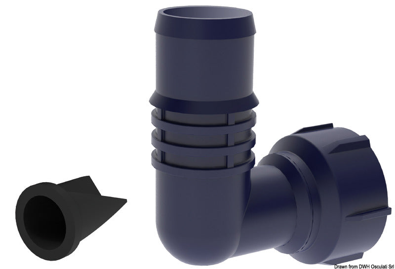 Attwood 90° hose connector 3/4" - 1" w/non return valve (pack of 12) - foto originale Osculati Srl