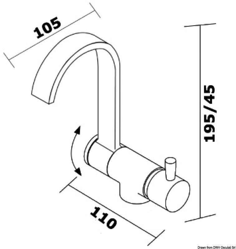 Style black foldable hot/warm water mixer - foto originale Osculati Srl