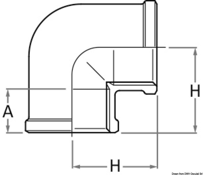 GUIDI bronze F-F 90° elbow 1"1/4 - foto originale Osculati Srl