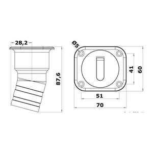 Square Waste deck filler short version 38 mm - foto originale Osculati Srl