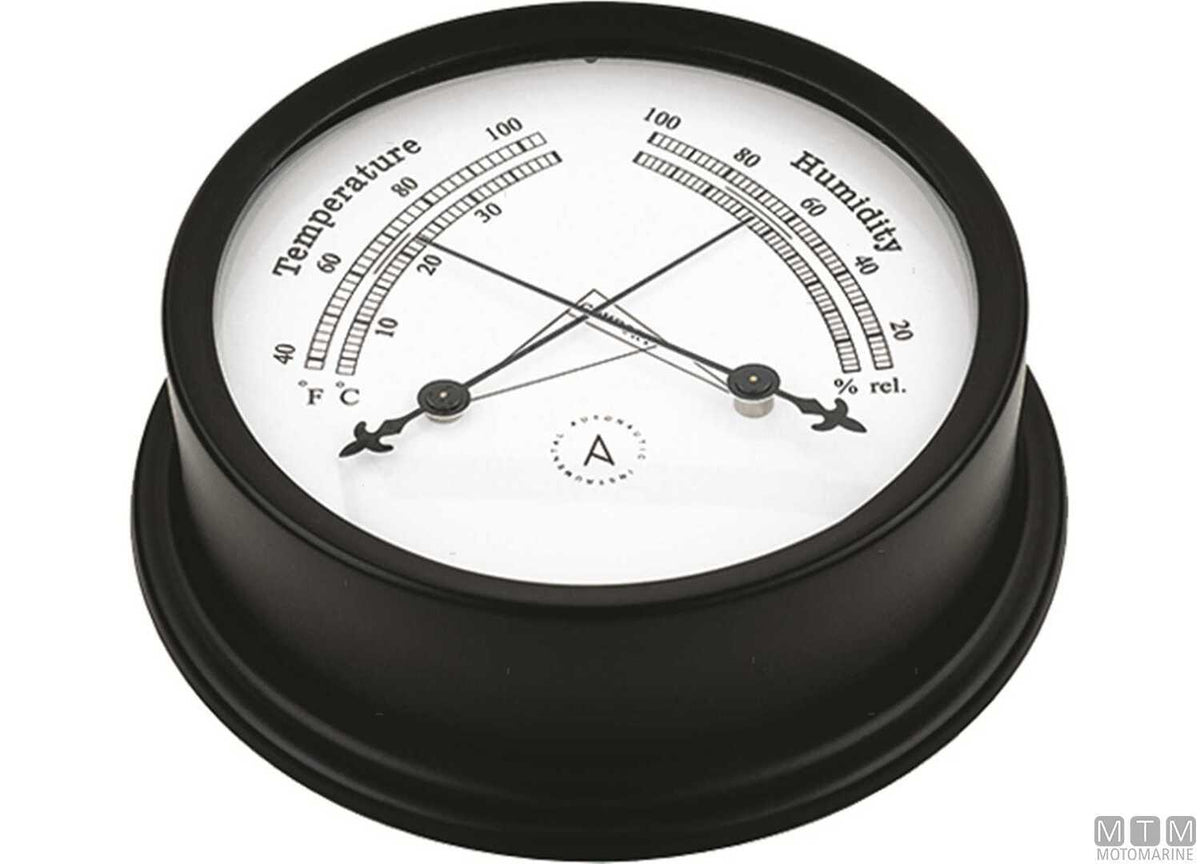A-Nautic Pacific thermo-hygrometer 120 mm black aluminium - original photo Motomarine Srl