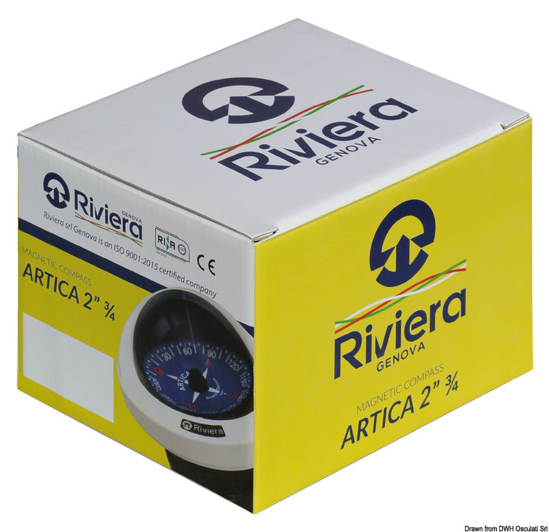 RIVIERA Artica Slim 2"3/4 black recess-fit compass, black rose - foto originale Osculati Srl