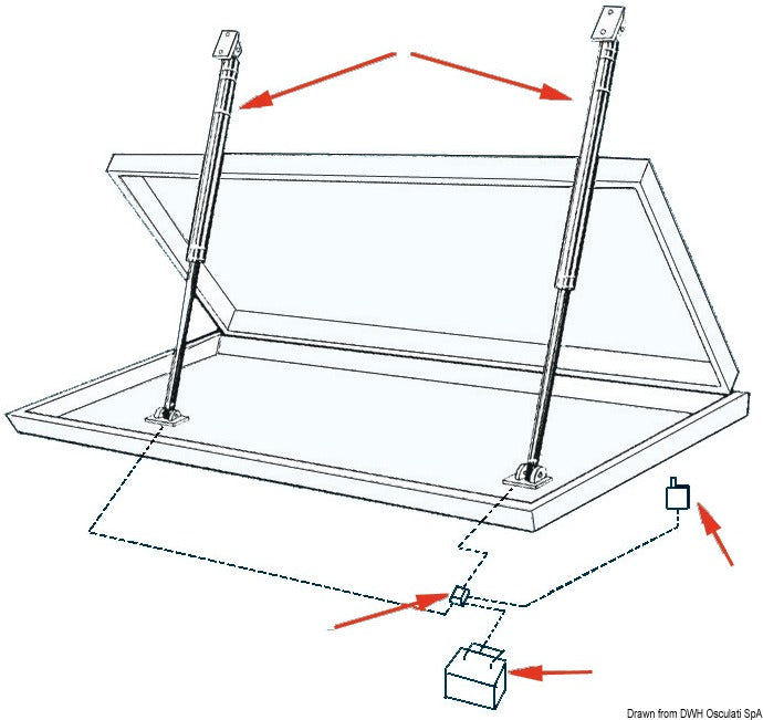 Uflex Stay for hatches single 24 V 450 mm - foto originale Osculati Srl