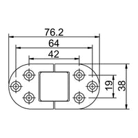 Charnière inox avec trous 76x38 mm