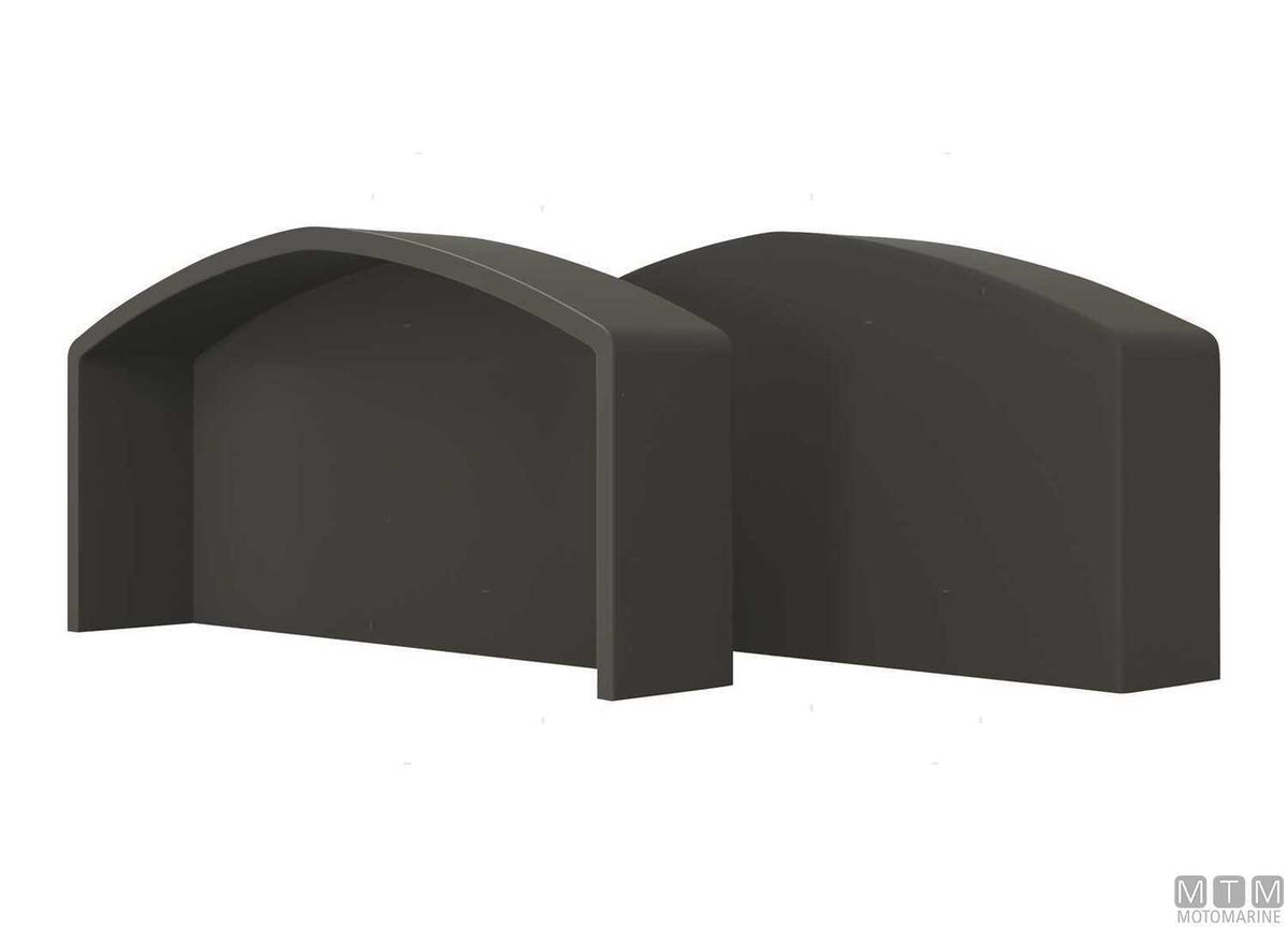 End cap for QBE profiles H90 mm black - original photo Motomarine Srl