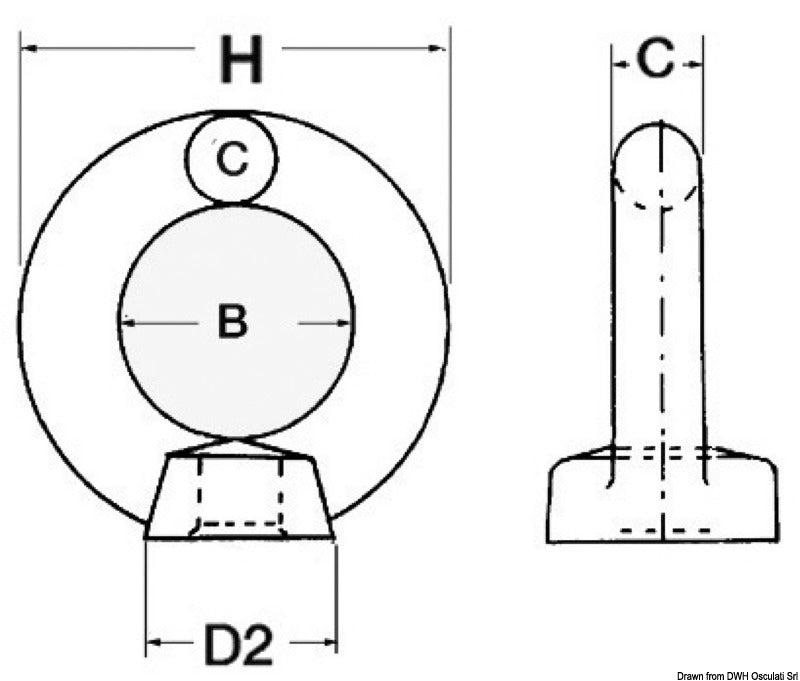 Female forged eyebolt AISI316 10 mm (pack of 10) - foto originale Osculati Srl