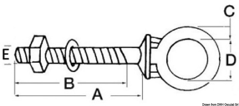 Eyebolt AISI316 6x40 mm (pack of 10) - foto originale Osculati Srl