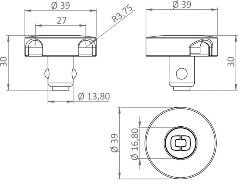 Rapid lock system-removable part ø39*30h ss316 black - foto originale Osculati Srl