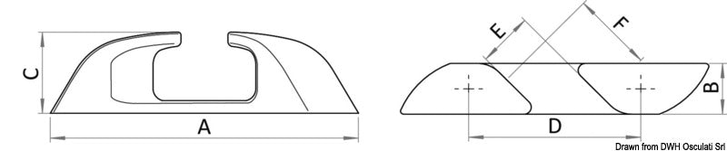 Capri SS angled fairlead 120mm (L + R) - foto originale Osculati Srl