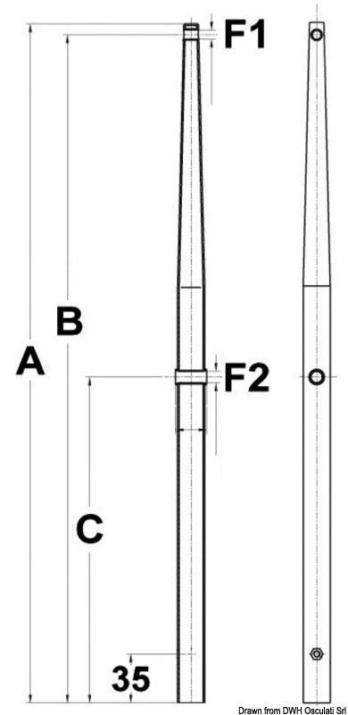 Stanchion for female base AISI316 610 mm - foto originale Osculati Srl