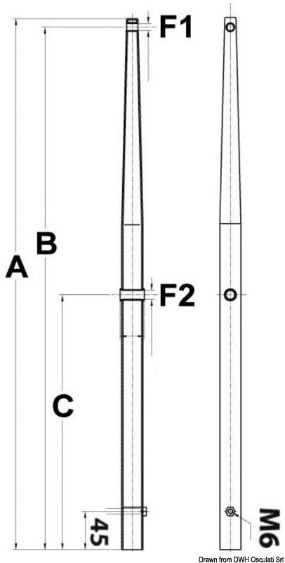 Stanchion AISI 316 740 mm - foto originale Osculati Srl