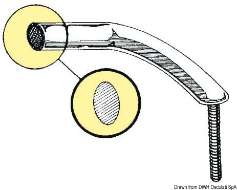 Oval pipe handrail SS external screws 750 mm - foto originale Osculati Srl